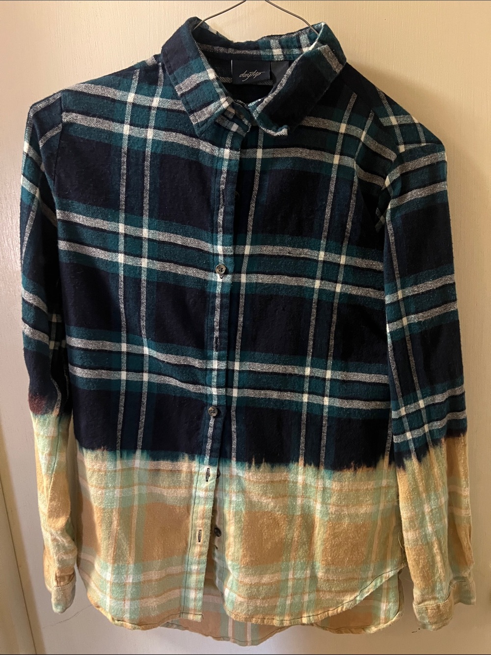 Daytrip Plaid Button-Down Shirt in Navy, Teal, Cream